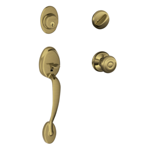 Schlage F60PLYxGEO Plymouth Single Cylinder Handleset with Georgian Interior Knob