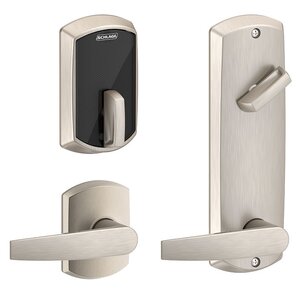 Schlage Electronic FE410FGRW512JUP Control Smart Interconnected Lock UL Listed with Greenwich Trim and Jupiter Lever with 5-1/2 Inch Bore Spacing