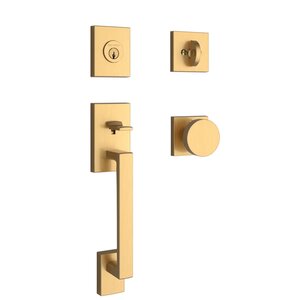 Baldwin SCLAJXCONCSR044 Reserve La Jolla Single Cylinder Handleset Contemporary Knob Contemporary Square Rosette Lifetime Satin Brass Finish